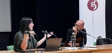 La investigadora Mireia Gascón i l'exalcalde Maties Serracant. Autor: Jordi M